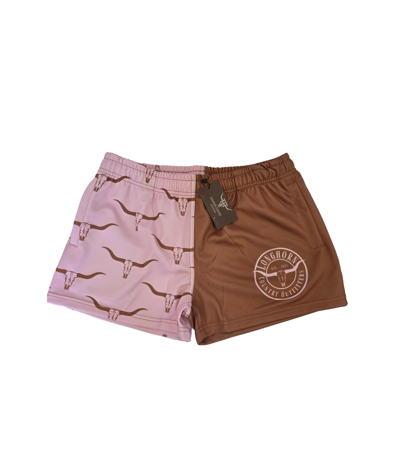 Unisex Footy Shorts - Pink & Caramel Chocolate / XS