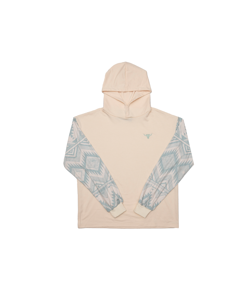 Lightweight Aztec Sleeve Hoodie - Aztec Cream / XS
