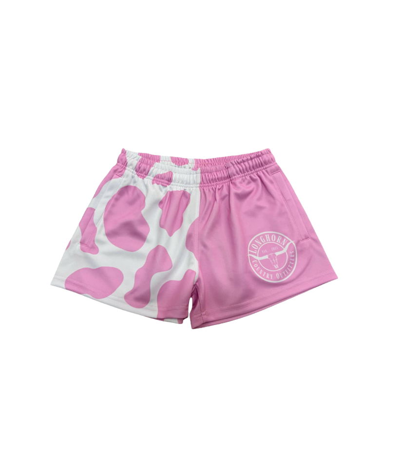 Unisex Footy Shorts - Pink Cow / XS