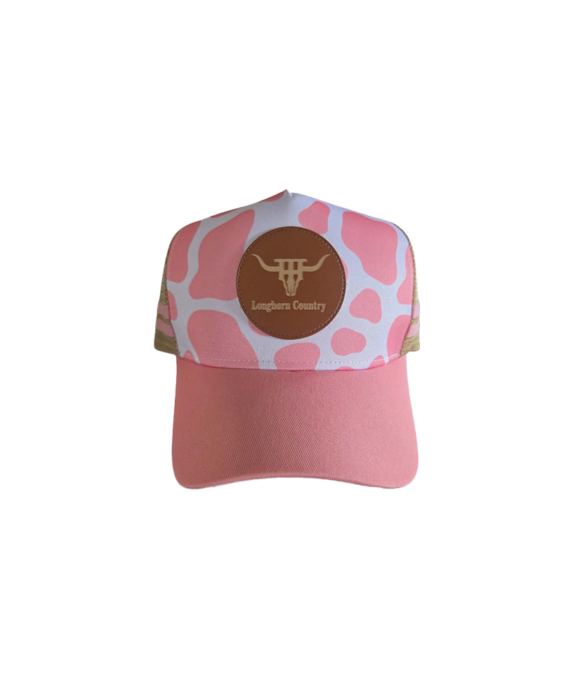 Trucker Caps - Pink cow with cow brim