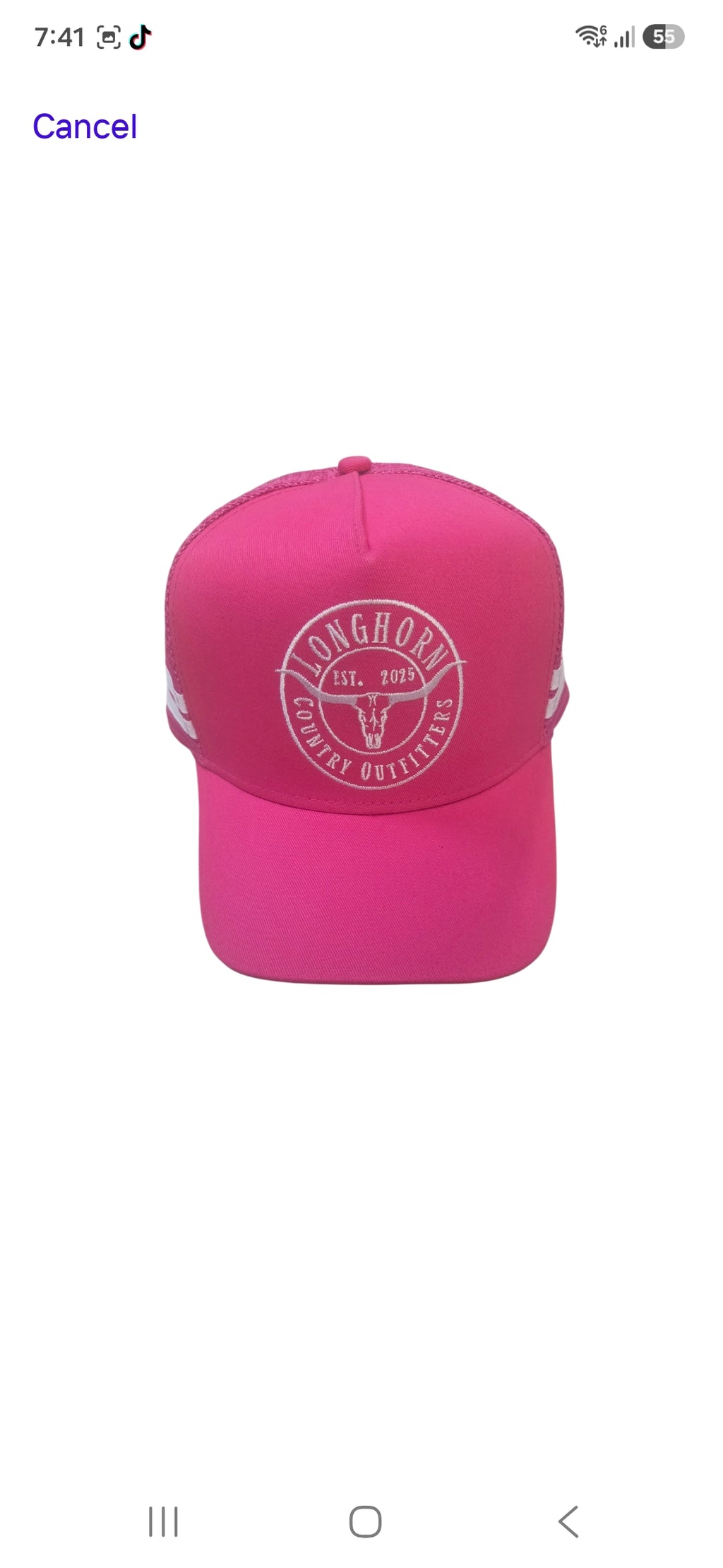 Trucker Caps - Hot Pink with Cow Brim